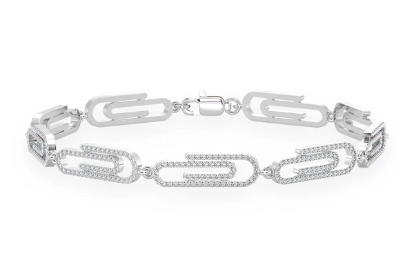 Paper Clip Eternity Diamond Bracelet 14k Solid Gold 1.85ctw