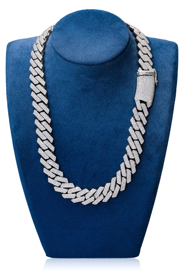 20MM Raised Prong Miami Cuban Diamond Necklace 14k Solid Gold 60.00ctw