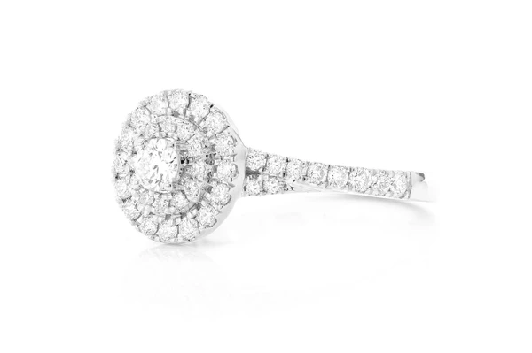 0.75ctw Round Double Halo - Diamond Engagement Ring - All Natural