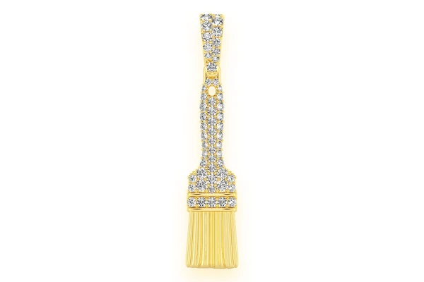 Paint Brush Diamond Pendant 14k Solid Gold 0.65ctw