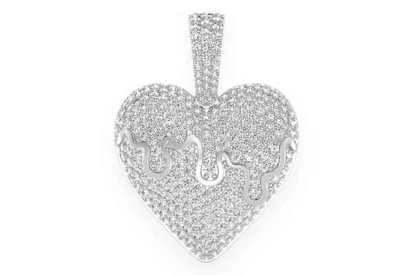 Dripping Heart Diamond Pendant 14k Solid Gold 1.25ctw
