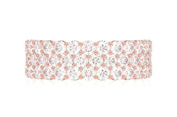 Three Row Diamond Band Ring 14k Solid Gold 1.75ctw