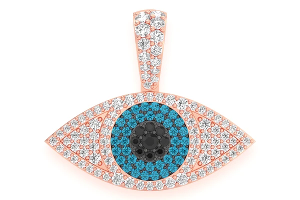 Evil Eye Diamond Pendant 14k Solid Gold 0.85ctw