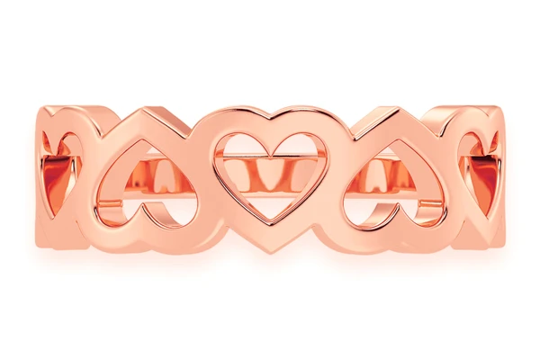 Hearts Ring 14k Solid Gold
