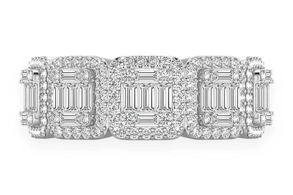 Round Baguette Diamond Band 14k Solid Gold 1.50ctw