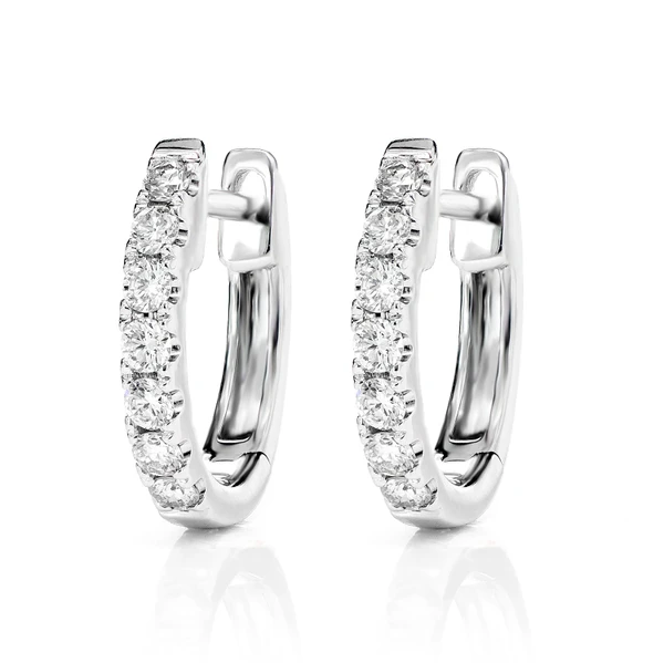 2pt Diamond Hoop Earrings 14k Solid Gold 0.35ctw