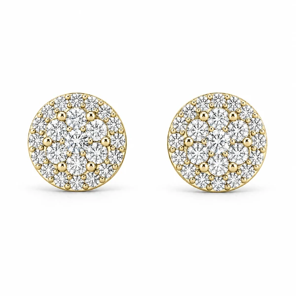 Halo Flower Stud Earrings 14k   1.50ctw