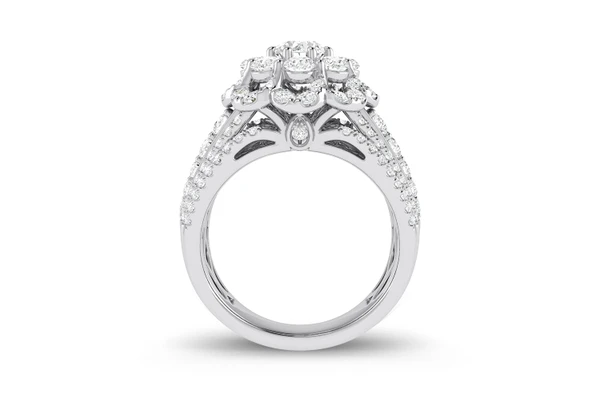 2.00ctw - Flora Five Row Wide Band - Diamond Engagement Ring - All Natural