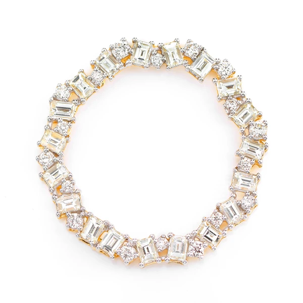 Jagged Baguette Round Circle Open Diamond Pendant 14k Solid Gold 2.95ctw