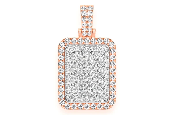 Pillow Double Layer Diamond Pendant 14k Solid Gold 3.00ctw