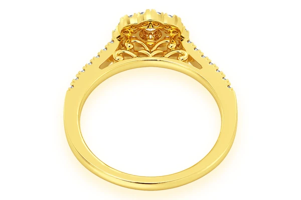 0.50ctw Single Band Flower Diamond Engagement Ring - All Natural