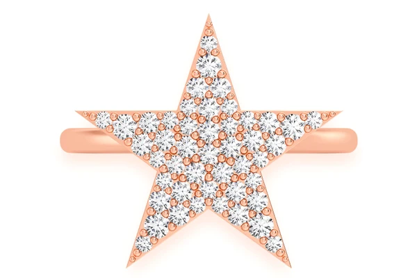5 Point Star Ring 14k Solid Gold 0.35ctw 