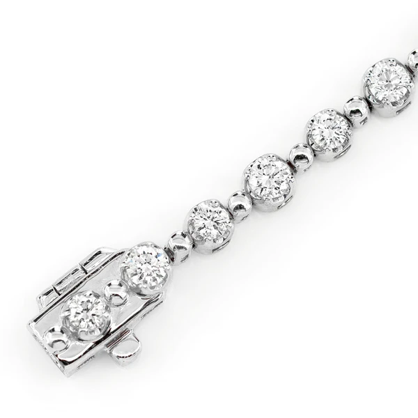Beaded Crown Link Diamond Bracelet 14k Solid Gold 1.70ctw 