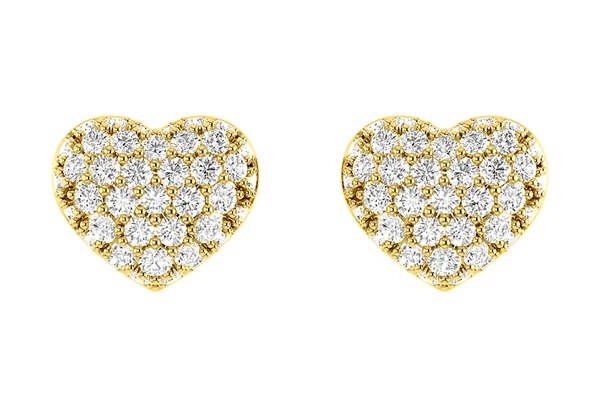 Bubbly Diamond Heart Stud Earrings 14k Solid Gold 0.20ctw 