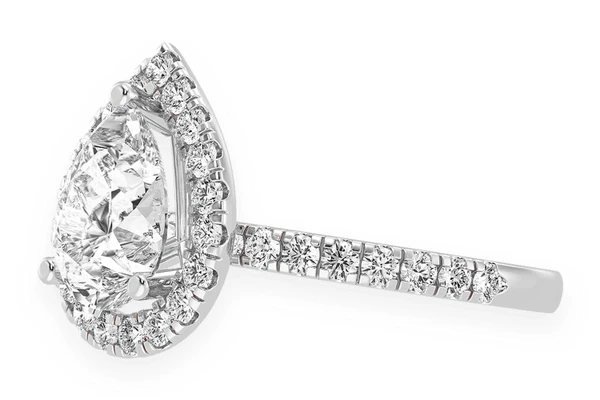 Thav - 2.00ct Pear Solitaire - Scallop Halo One Row - Diamond Engagement Ring - All Natural