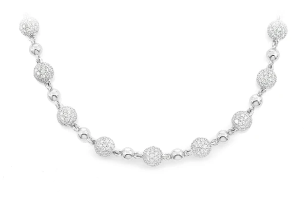 Beaded Diamond Necklace 14k Solid Gold 21.50ctw