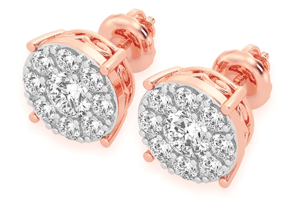 2.00ctw Mosaic Diamond Stud Earrings 14k Solid Gold