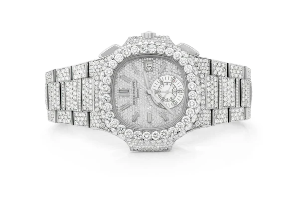 Patek Philippe Nautilus 40MM Steel (5980) - Fully Iced Out