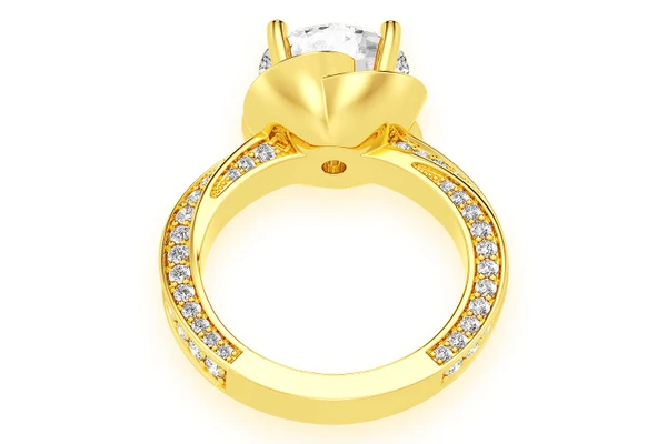 3.00ct Round Solitaire - Flower Petal Halo - Diamond Engagement Ring - All Natural Vs Diamonds