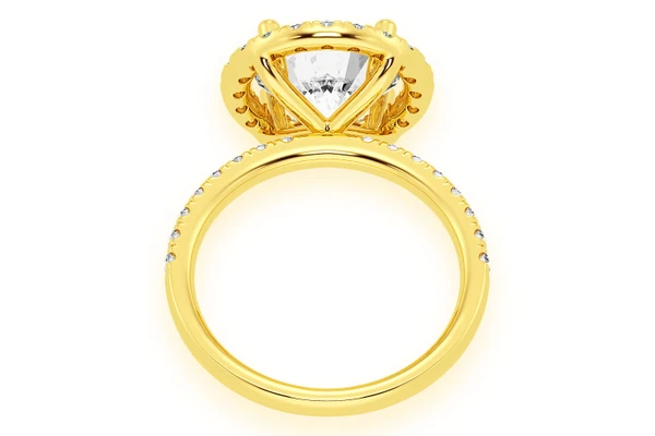 Thav - 3.00ct Round Solitaire - Scallop Halo One Row - Diamond Engagement Ring - All Natural Vs Diamonds