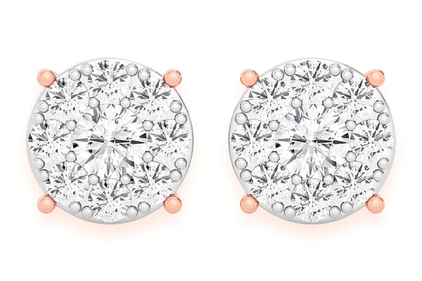 1.50ctw Mosaic Stud Diamond Earrings 14k Solid Gold