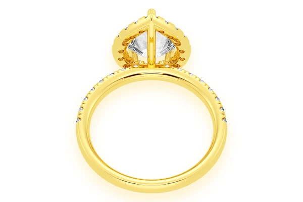 Thav - 1.50ct Pear Solitaire - Scallop Halo One Row - Diamond Engagement Ring - All Natural
