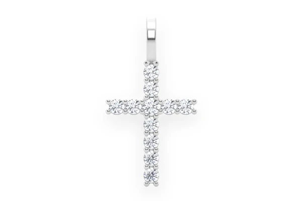 One Row Cross Diamond Pendant 14k Solid Gold 0.25ctw