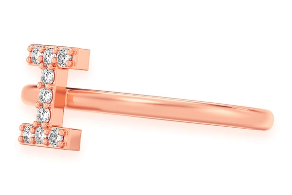 Alphabet Any Letter Diamond Ring 14k Solid Gold 0.05ctw