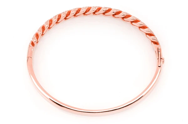 Miami Cuban Diamond Bangle 14k Solid Gold 1.65ctw