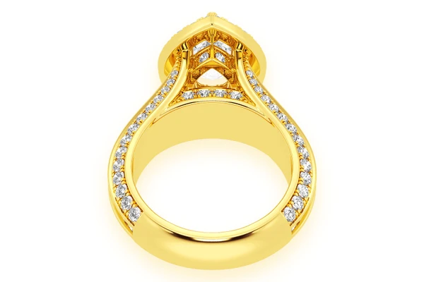 Monst - 2.00ct Pear Solitaire - Three Row Graduated Split Halo - Diamond Engagement Ring - All Natural