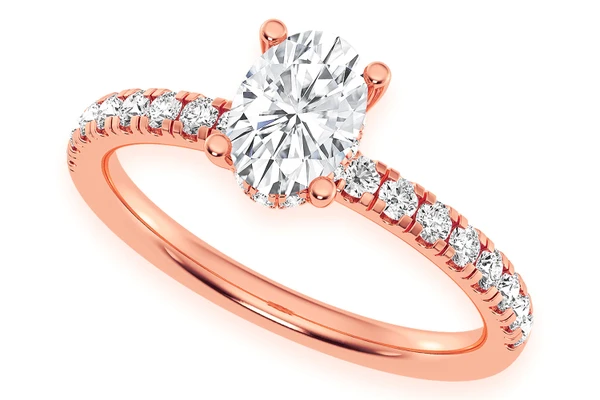 Thinn - 0.75ct Oval Solitaire - One Row Under Halo - Diamond Engagement Ring - All Natural