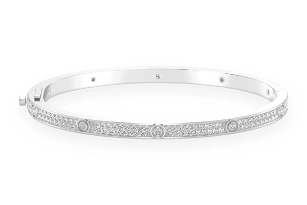 Thin Signature Eternity Diamond Bangle 14k Solid Gold 2.35ctw
