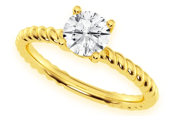 0.75ct Round Solitaire - Twist Band - Diamond Engagement Ring - All Natural