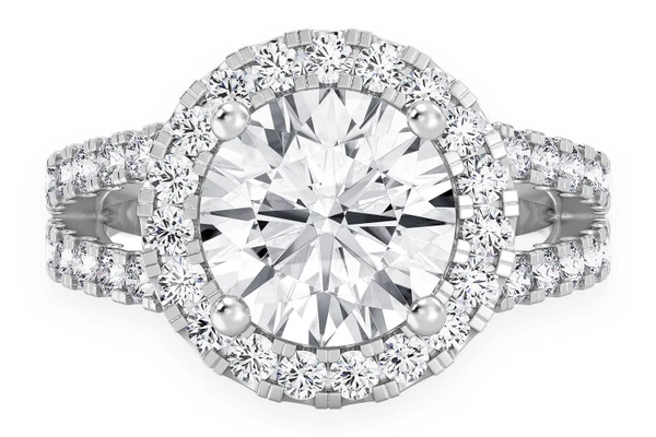 Sphinx - 2.00ct Round Solitaire - Split Shank Halo - Diamond Engagement Ring - All Natural