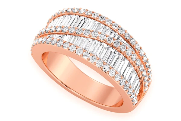 Split Baguette Diamond Ring 14k Solid Gold 1.60ctw