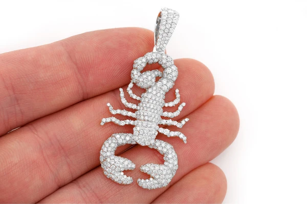 Scorpion Diamond Pendant 14k Solid Gold 3.40ctw