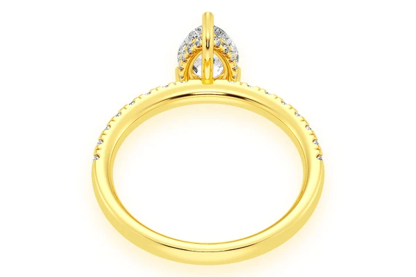 Thinn - 1.00ct Pear Solitaire - One Row Under Halo - Diamond Engagement Ring - All Natural