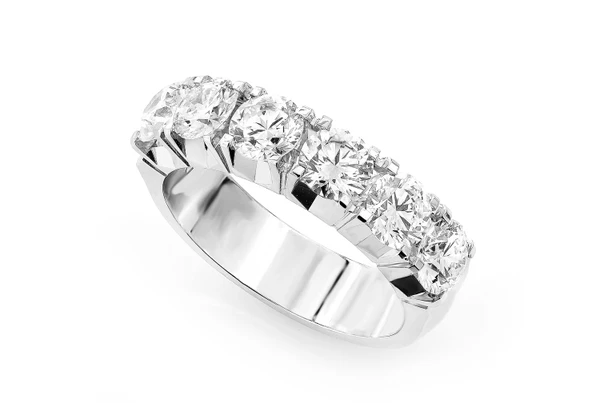 5 Stone Diamond Band 14k Solid Gold 2.20ctw