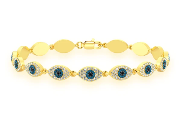 Evil Eye Eternity Diamond Bracelet 14k Solid Gold 2.45ctw