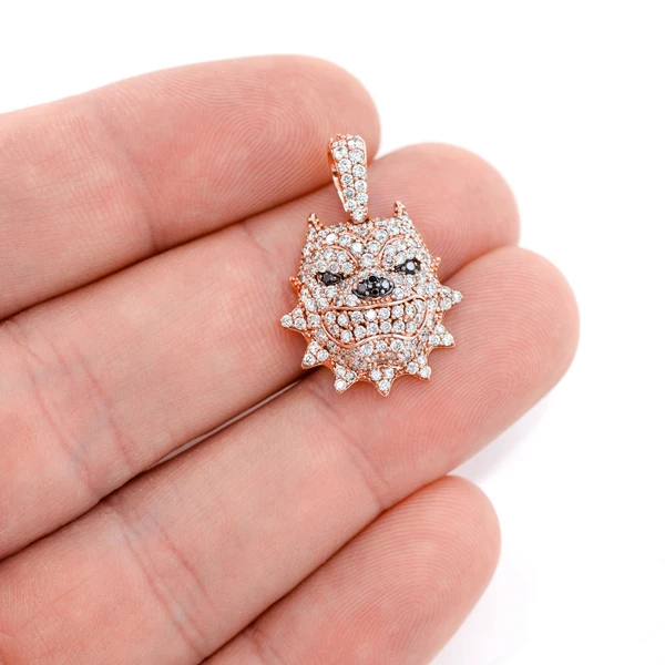Pitbull Spike Collar Diamond Pendant 14k Solid Gold 1.25ctw 