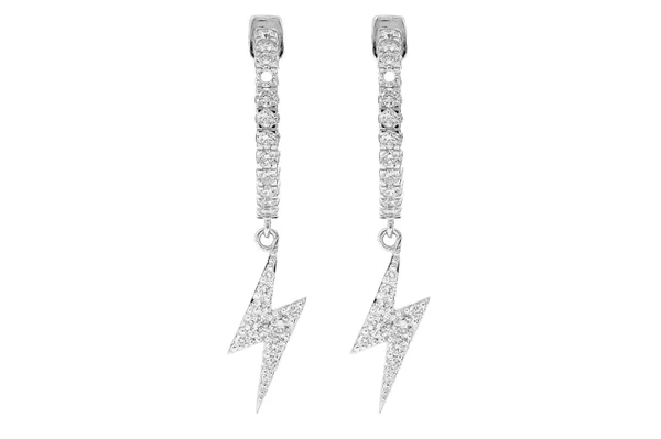 Lightning Dangling Diamond Hoops 14k Solid Gold 1.10ctw 