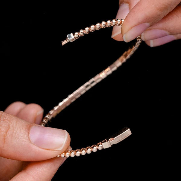 7pt Prong Set Diamond Flex Tennis Bangle Bracelet 14k Solid Gold 2.00ctw