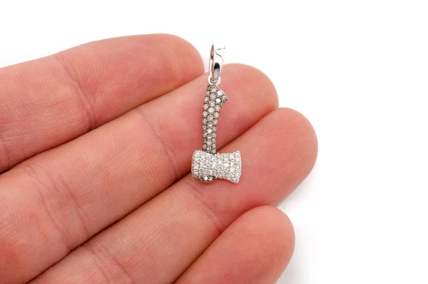 Axe Diamond Pendant 14k Solid Gold 0.60ctw