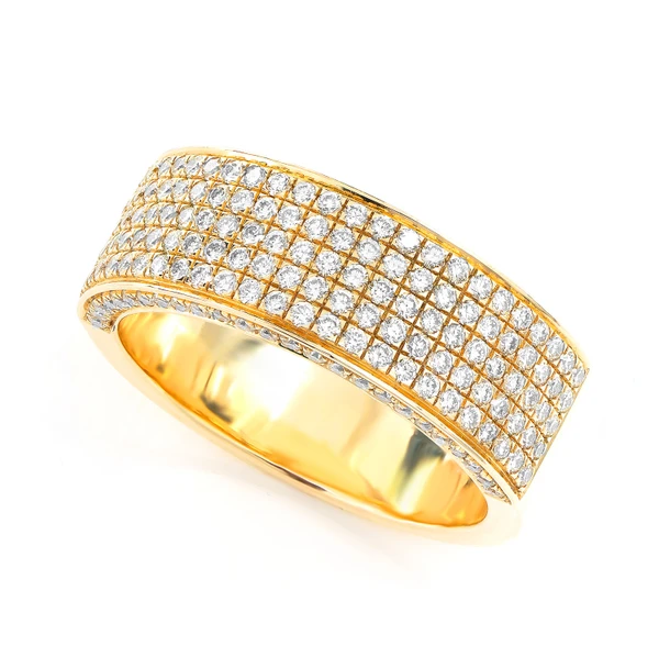 Five Row Pave Diamond Band Ring 14k Solid Gold 1.00ctw 
