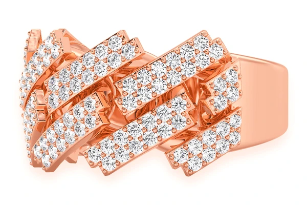 Jagged Miami Cuban Diamond Ring 14k Solid Gold 1.45ctw