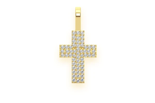 Two Layer Cross Diamond Pendant 14k Solid Gold 0.25ctw