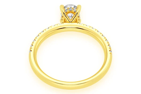 Thinn - 0.75ct Oval Solitaire - One Row Under Halo - Diamond Engagement Ring - All Natural