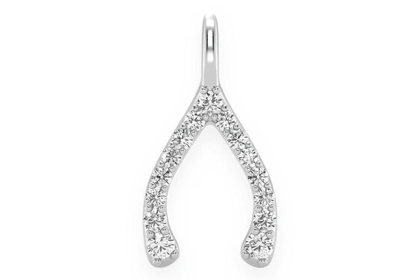 Wishbone Diamond Pendant 14k Solid Gold 0.15ctw