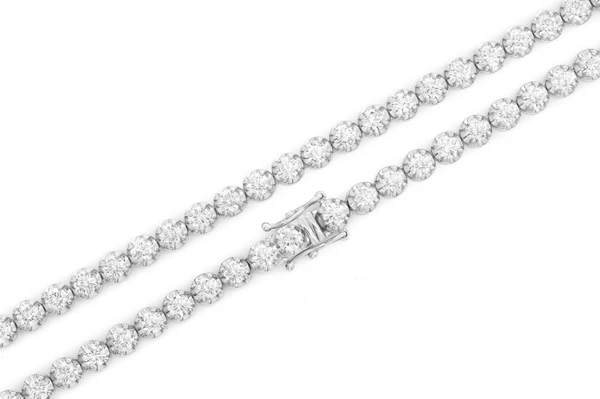 15pt Crown Set Diamond Tennis Necklace 14k Solid Gold 14.30ctw