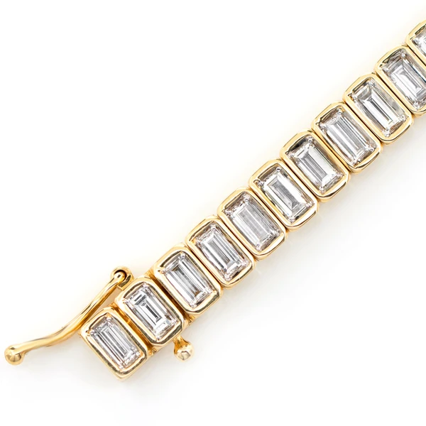 Diamond Bezel Baguette Link Bracelet 14k Solid Gold 6.70ctw